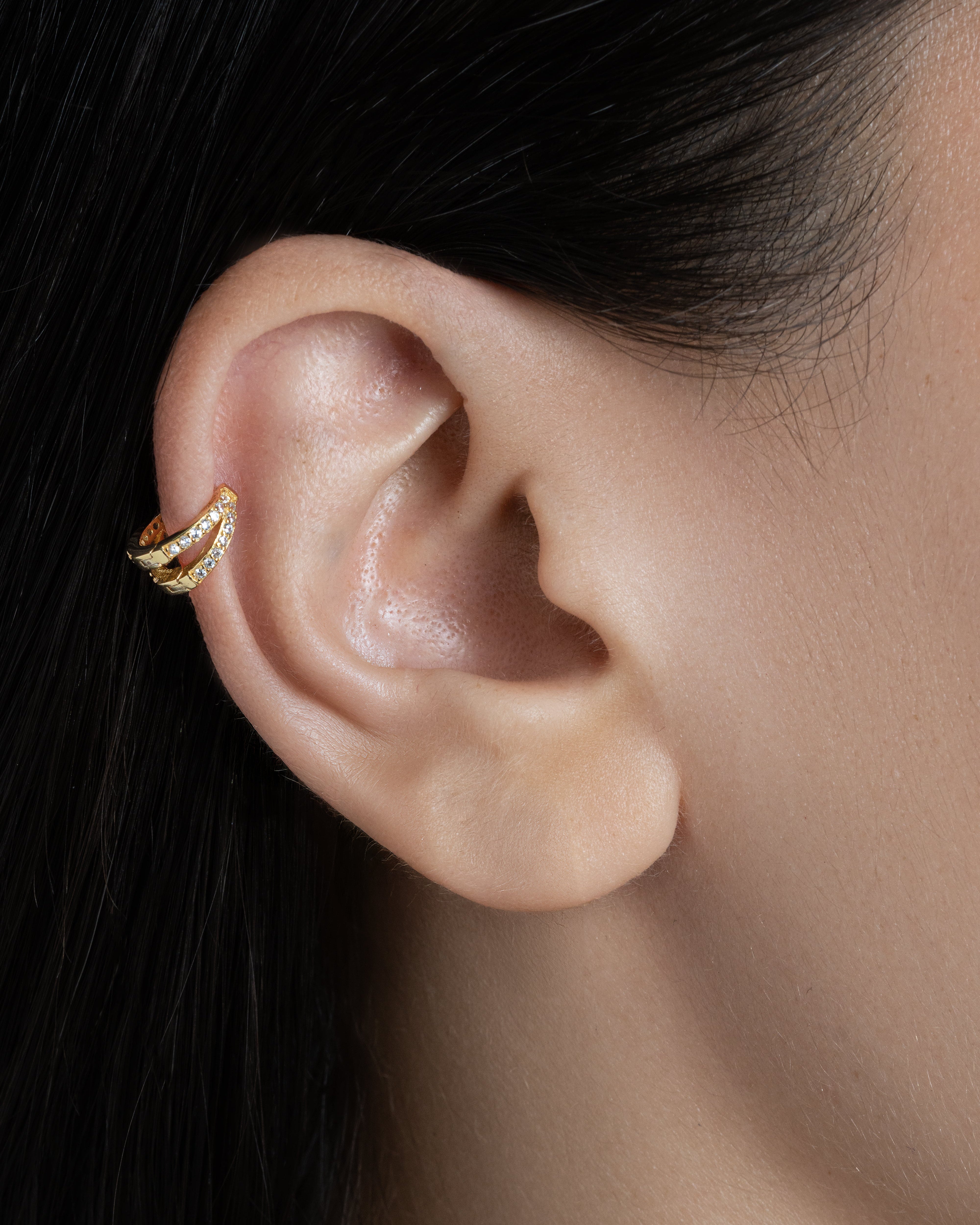 Zirconia Twin Hoops Multiple Sizes Hoop Earrings