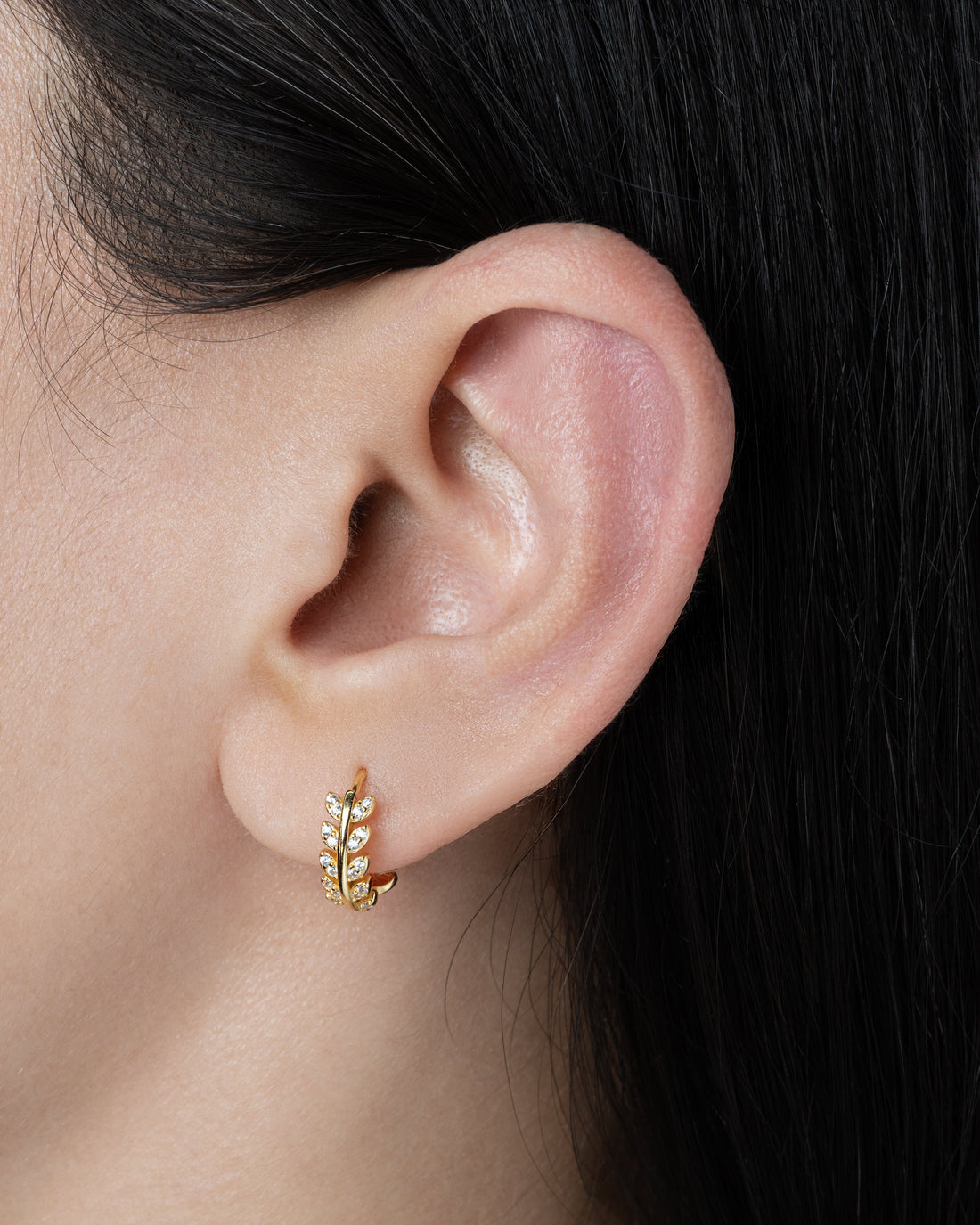 Zirconia Leaf Hoops Multiple Sizes Hoop Earrings