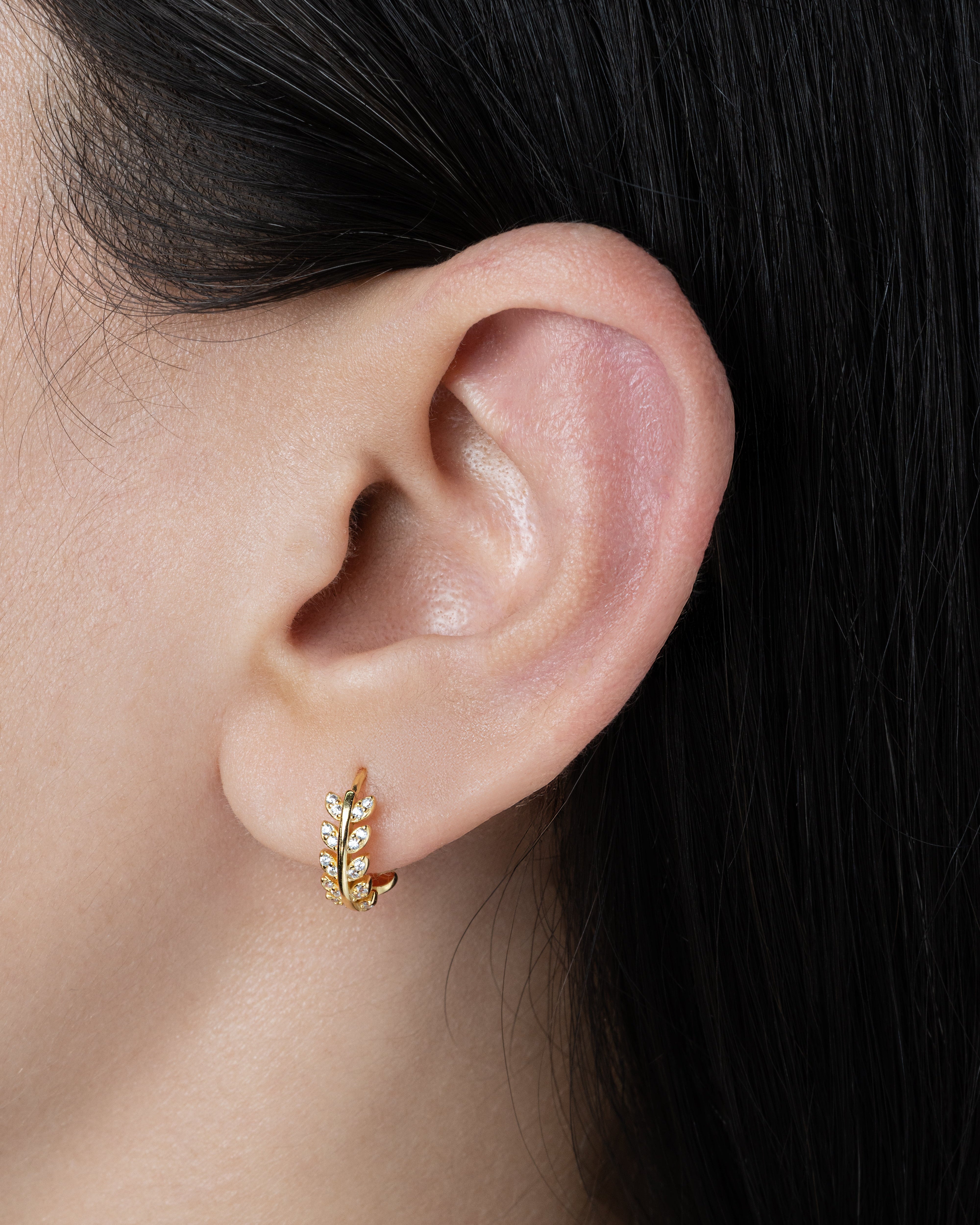 Zirconia Leaf Hoops Multiple Sizes Hoop Earrings