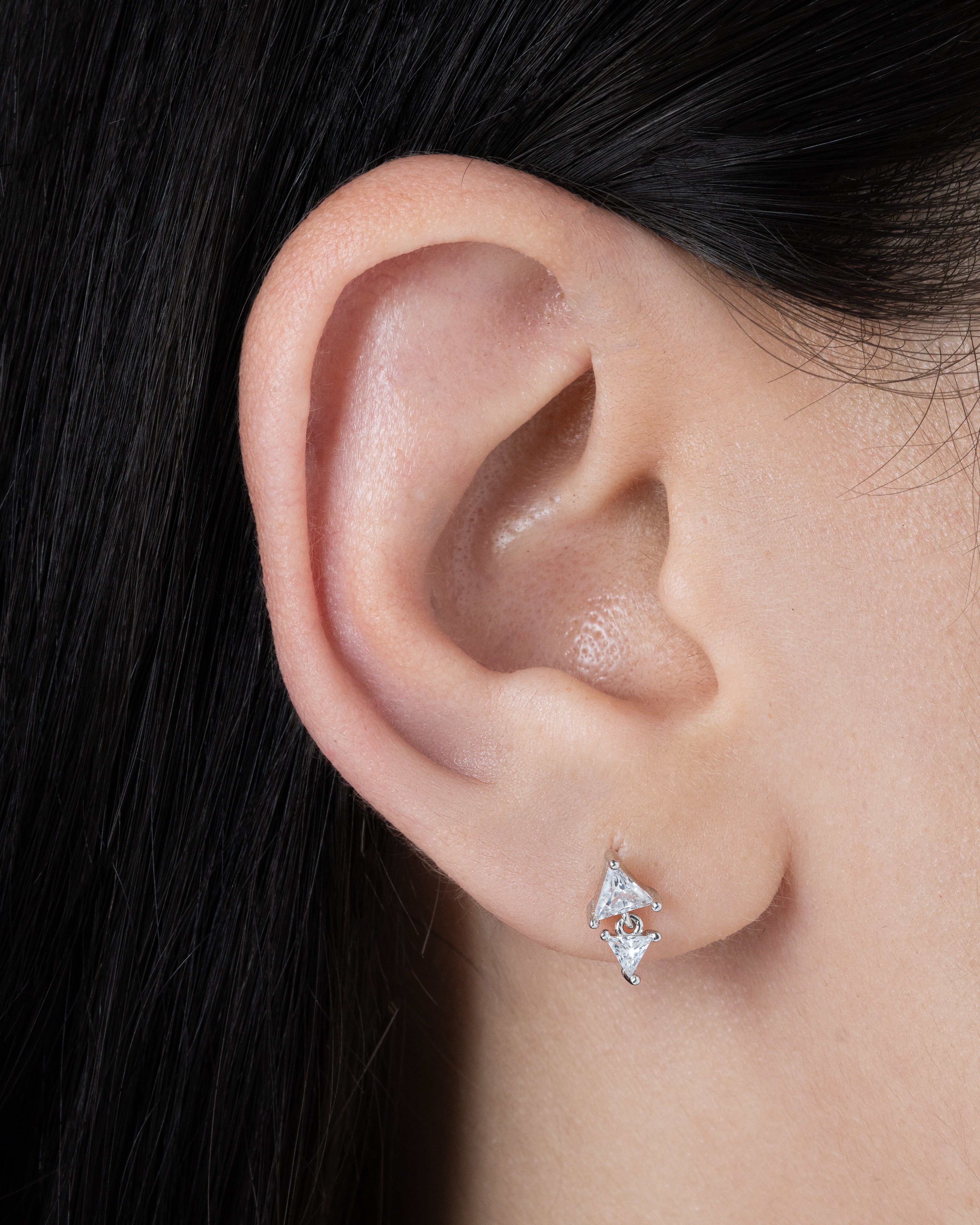 Inverse Triangle Solitaire Stud Earrings