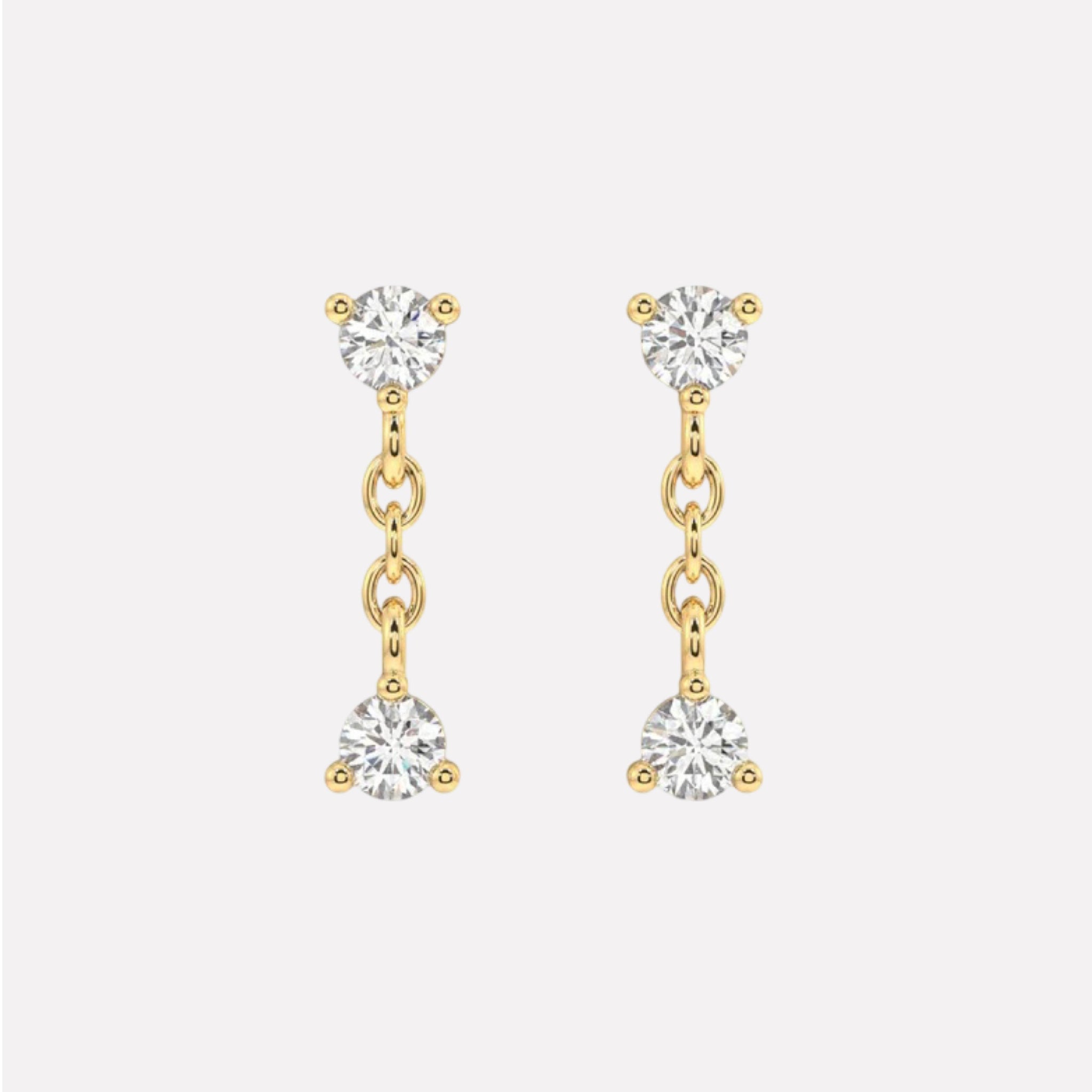 Double Zircon Dangler Studs Earrings