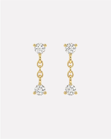 Double Zircon Dangler Studs Earrings
