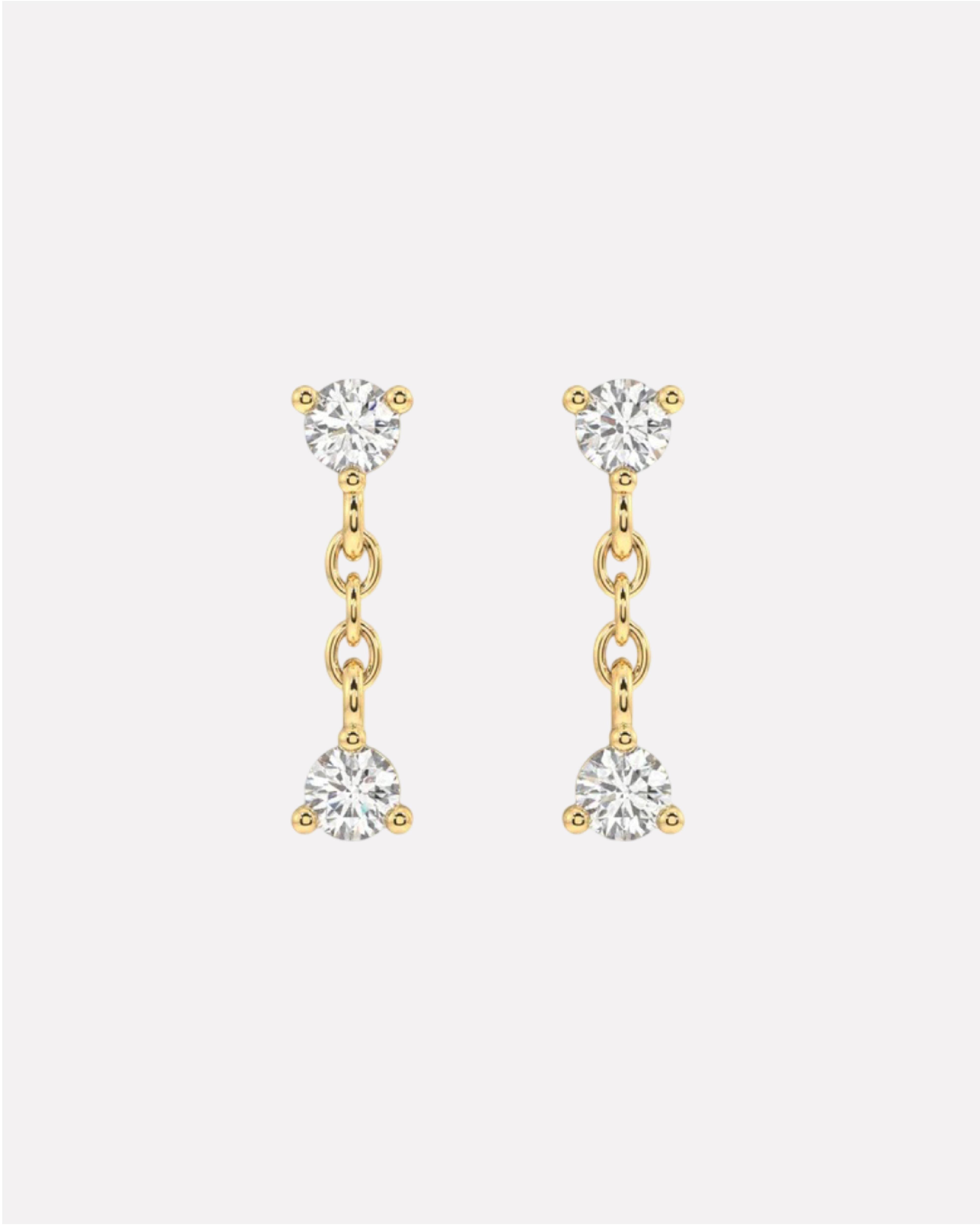 Double Zircon Dangler Studs Earrings