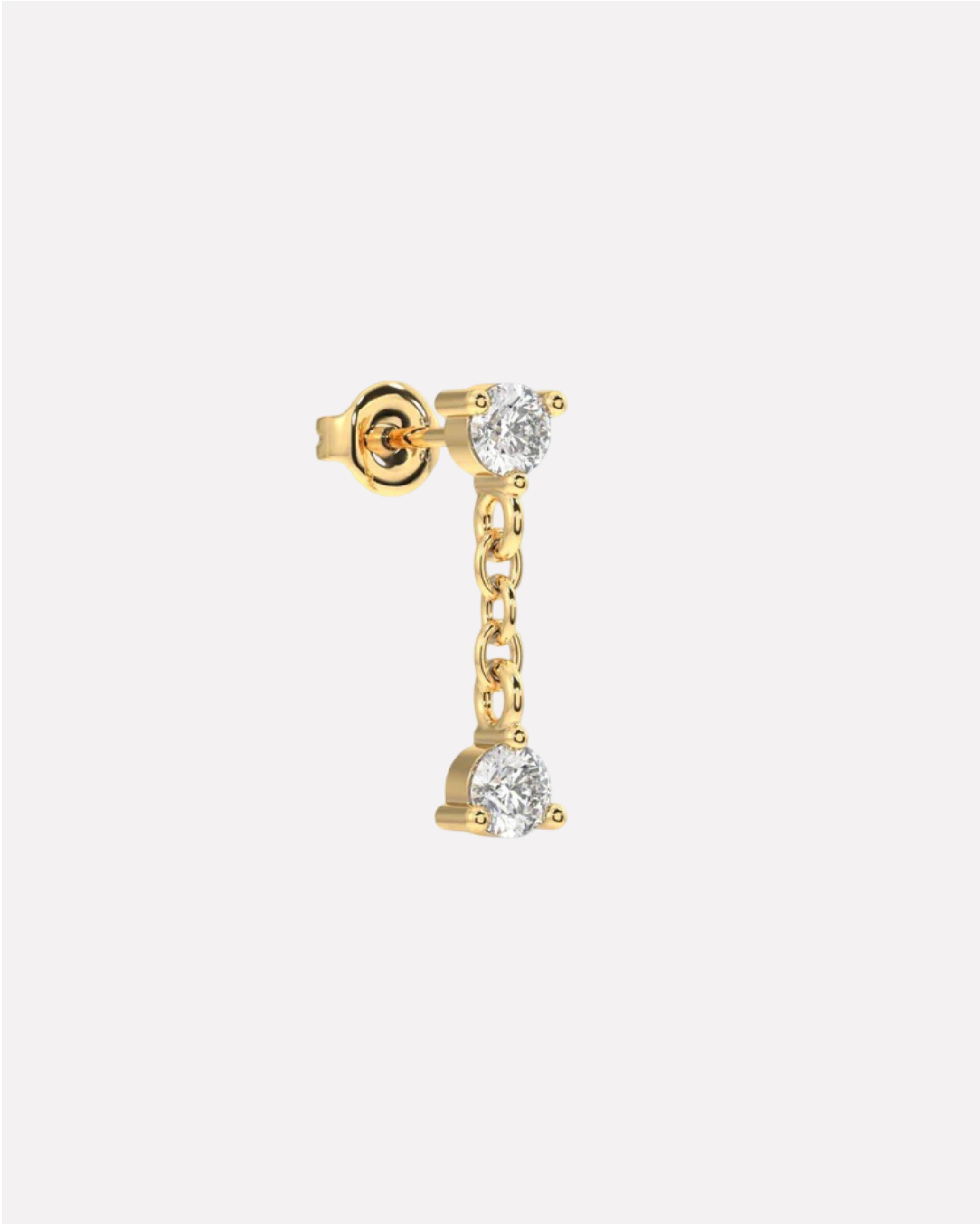 Double Zircon Dangler Studs Earrings