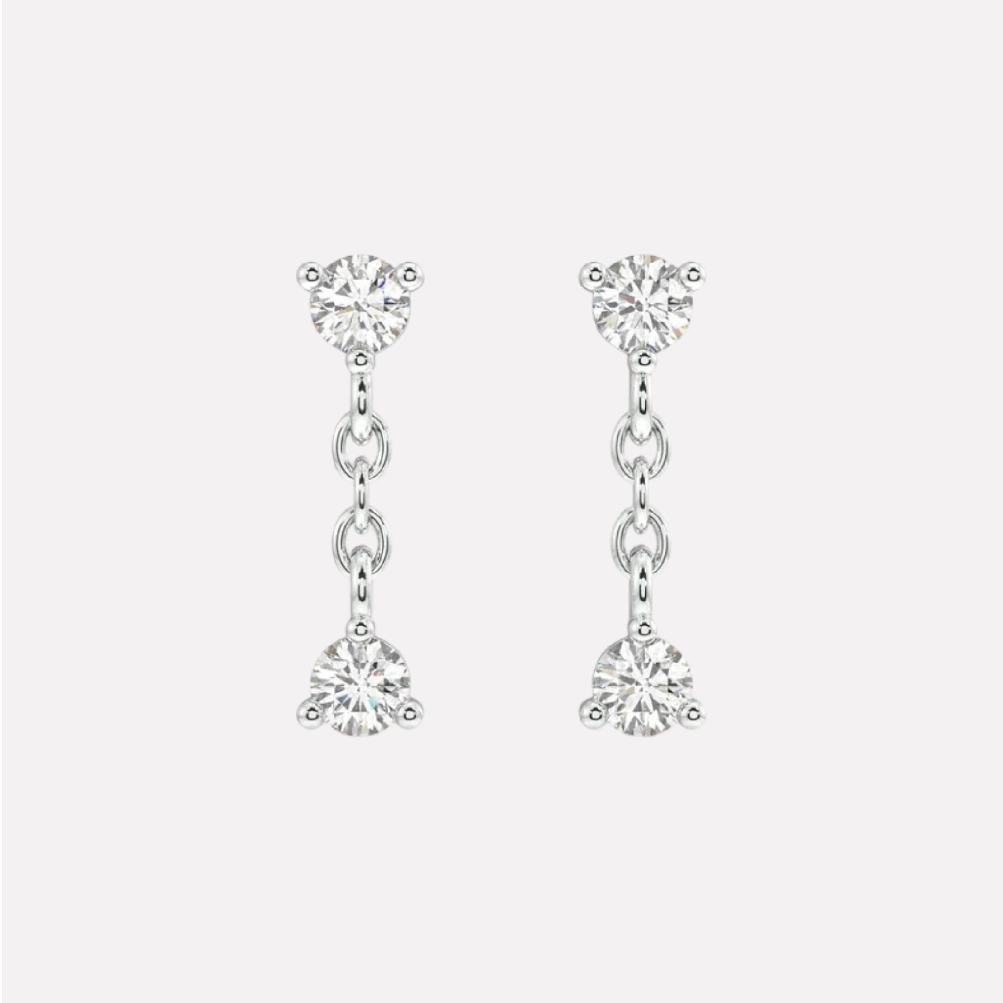 Double Zircon Dangler Studs Earrings