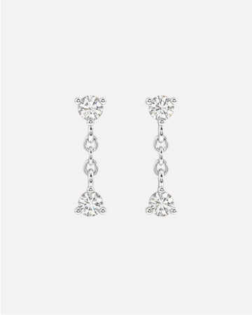 Double Zircon Dangler Studs Earrings