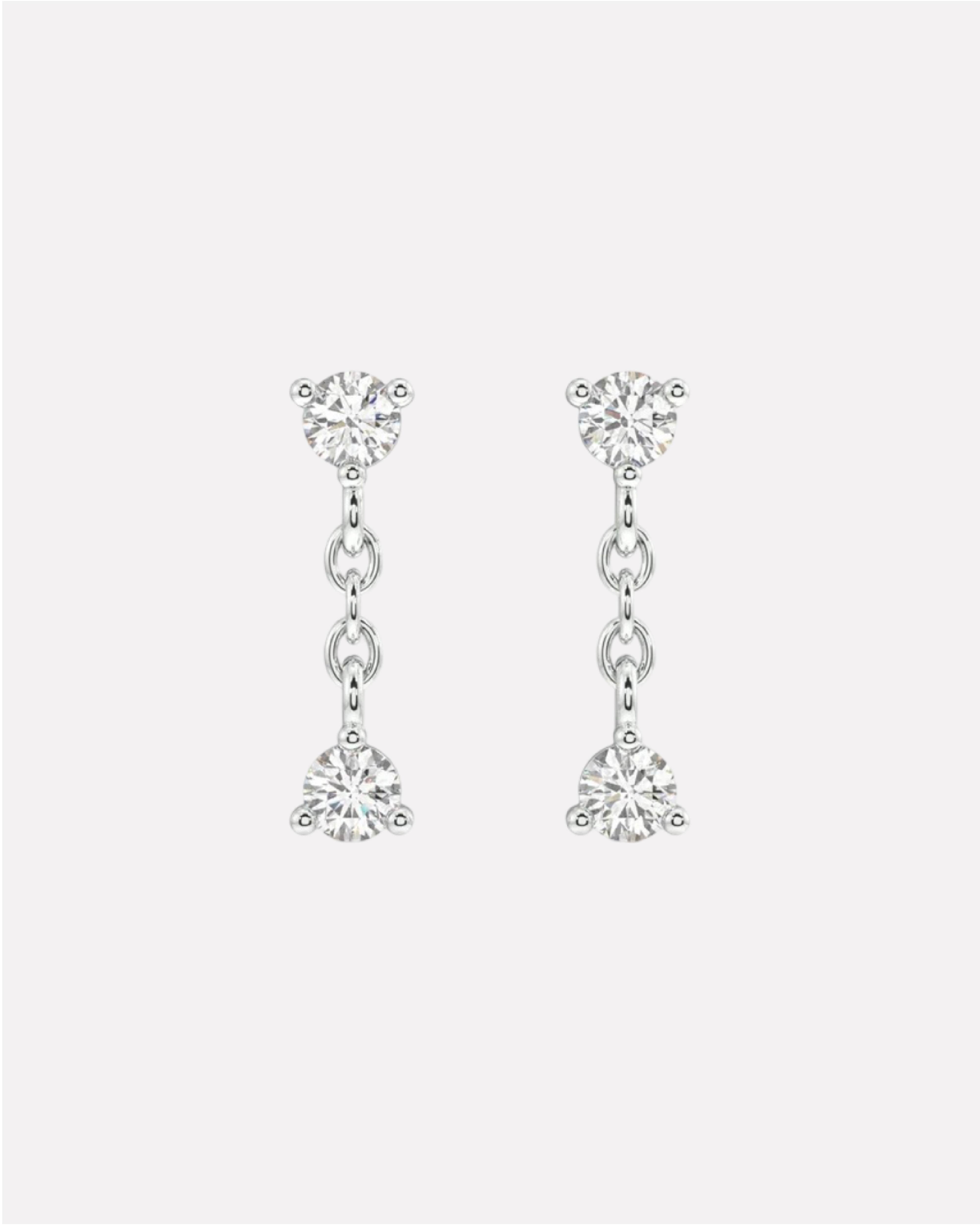 Double Zircon Dangler Studs Earrings