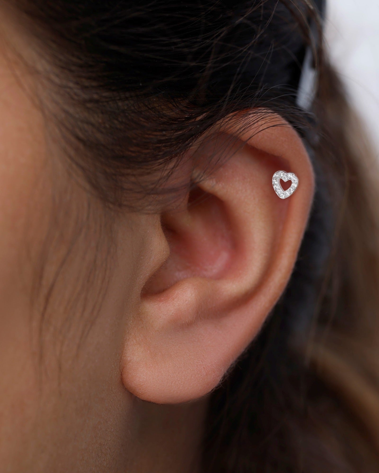 Hollow Heart With Zircon Lining Stud Earrings