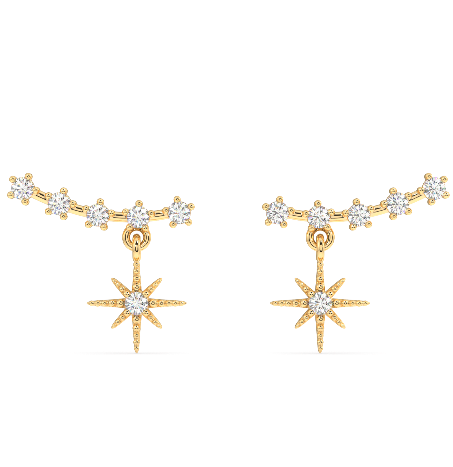 Multi Aligned Zircon Climber Studs Earrings