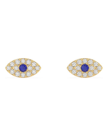 Evil Eye Earrings Stud With Zircons