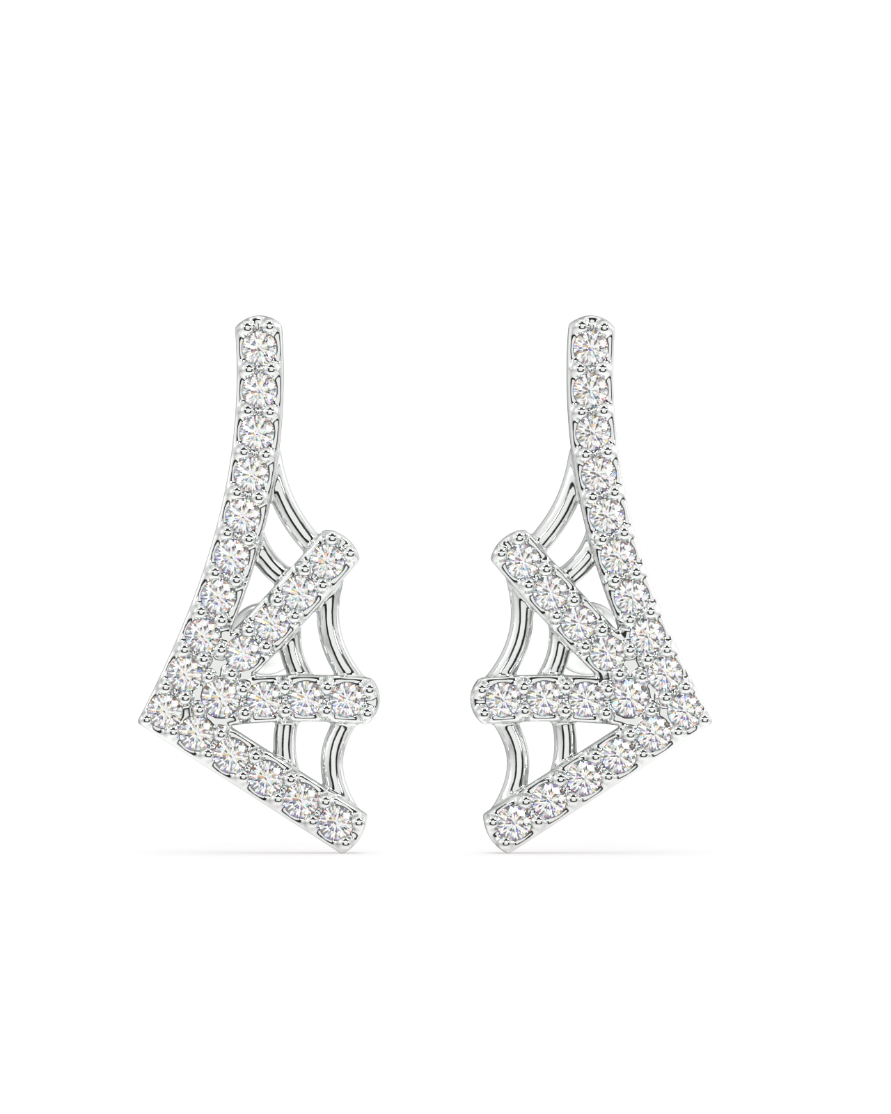 Zirconia Web Spread Stud Earrings