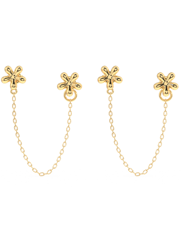 Dainty Flower Connector 3 In 1 Chain Earrings
