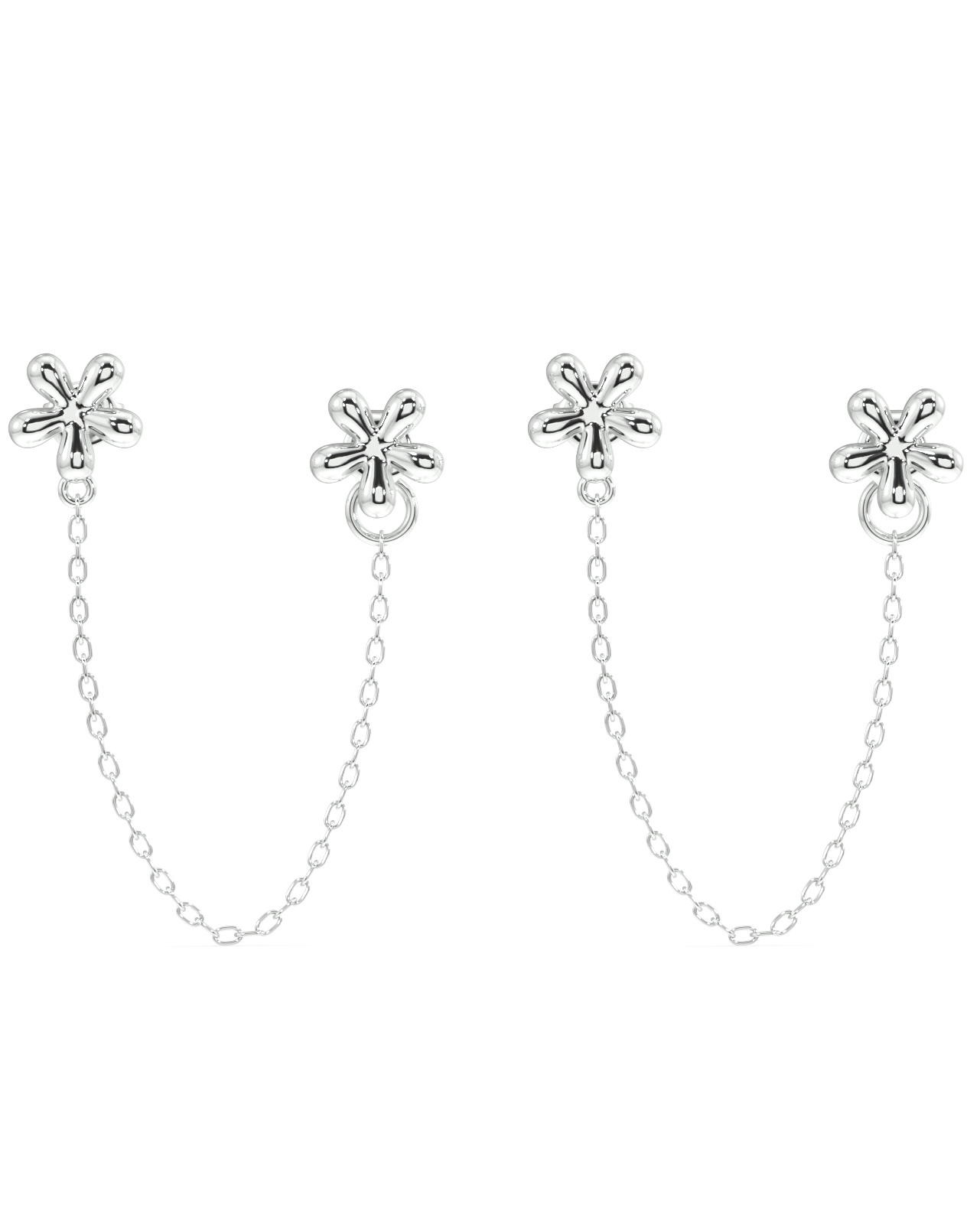 Dainty Flower Connector 3 In 1 Chain Earrings