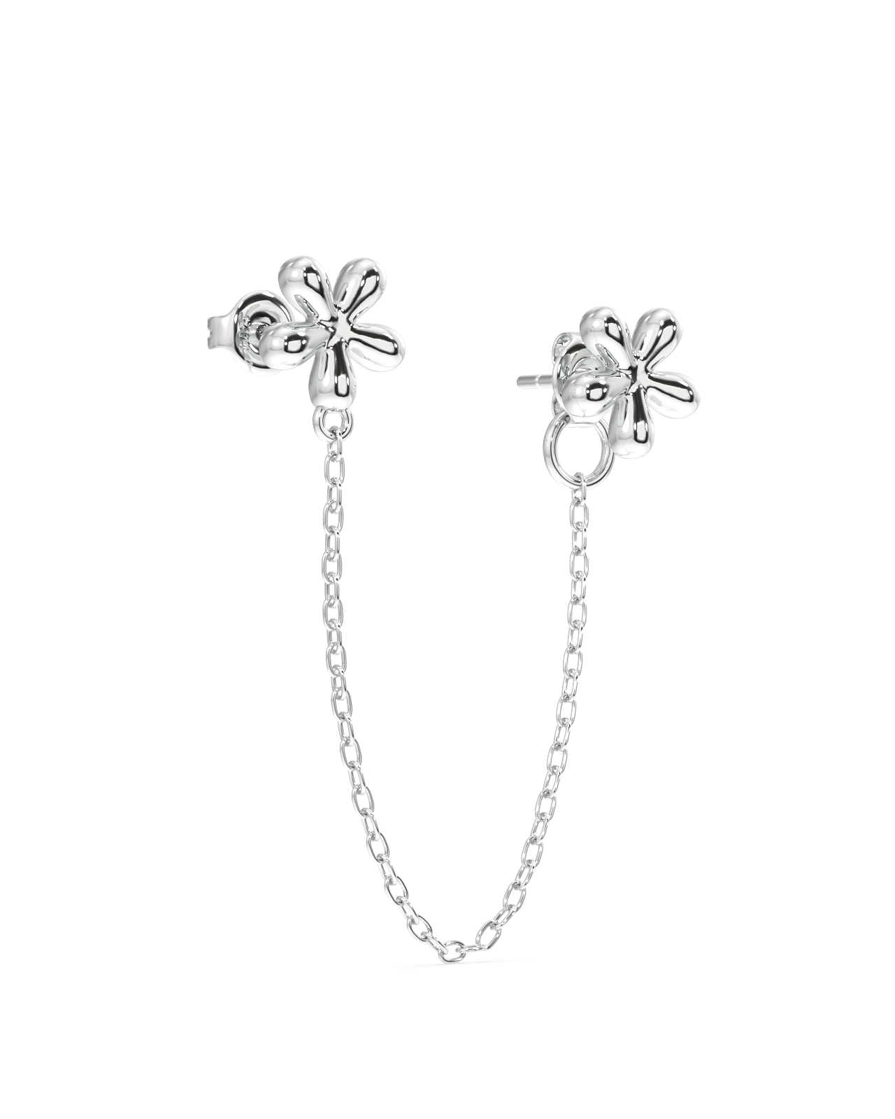 Dainty Flower Connector 3 In 1 Chain Earrings