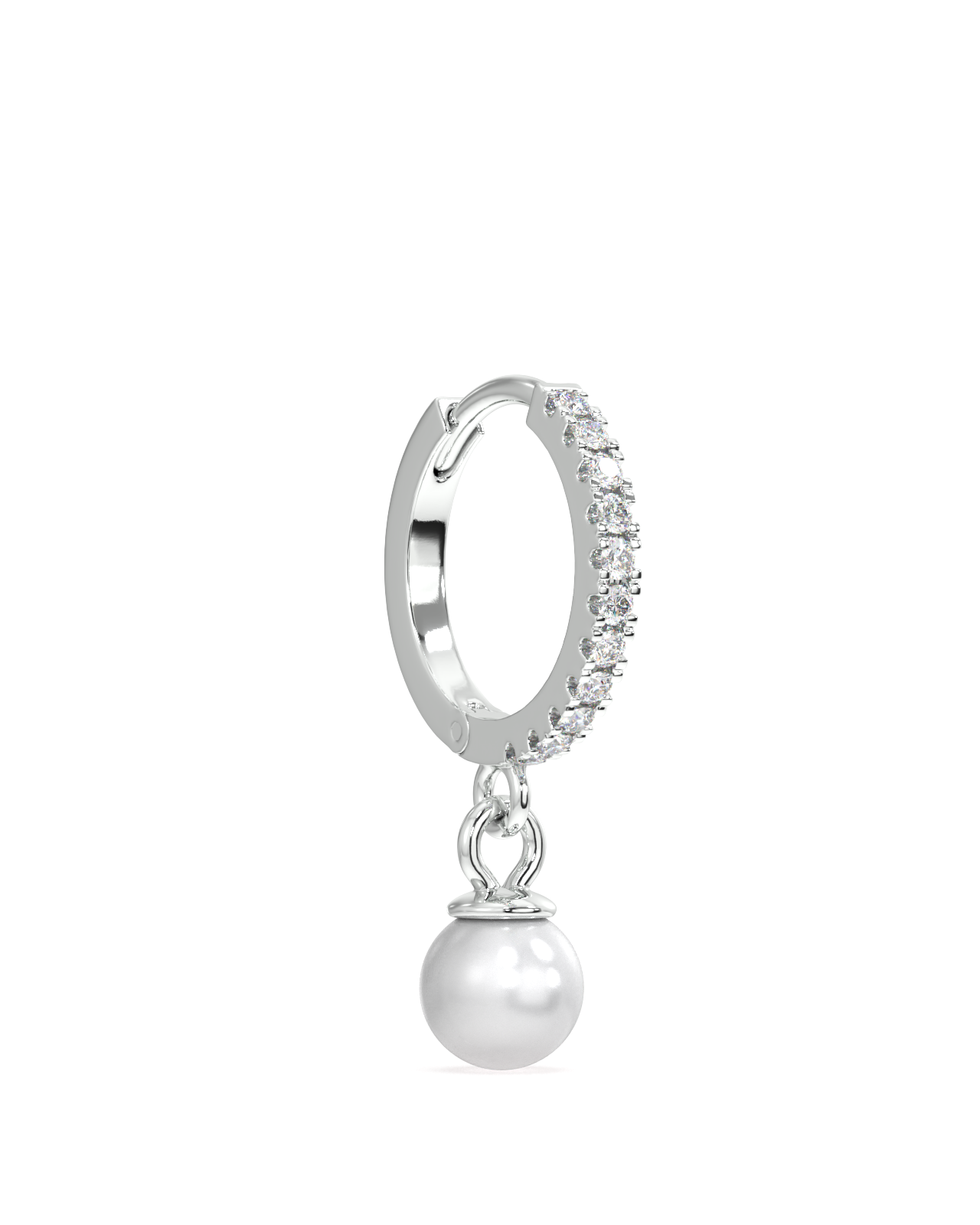 Mini Pearl Drop Hoop Earrings