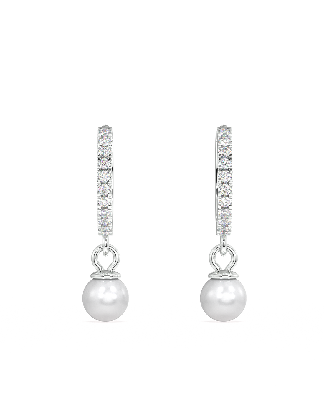 Mini Pearl Drop Hoop Earrings