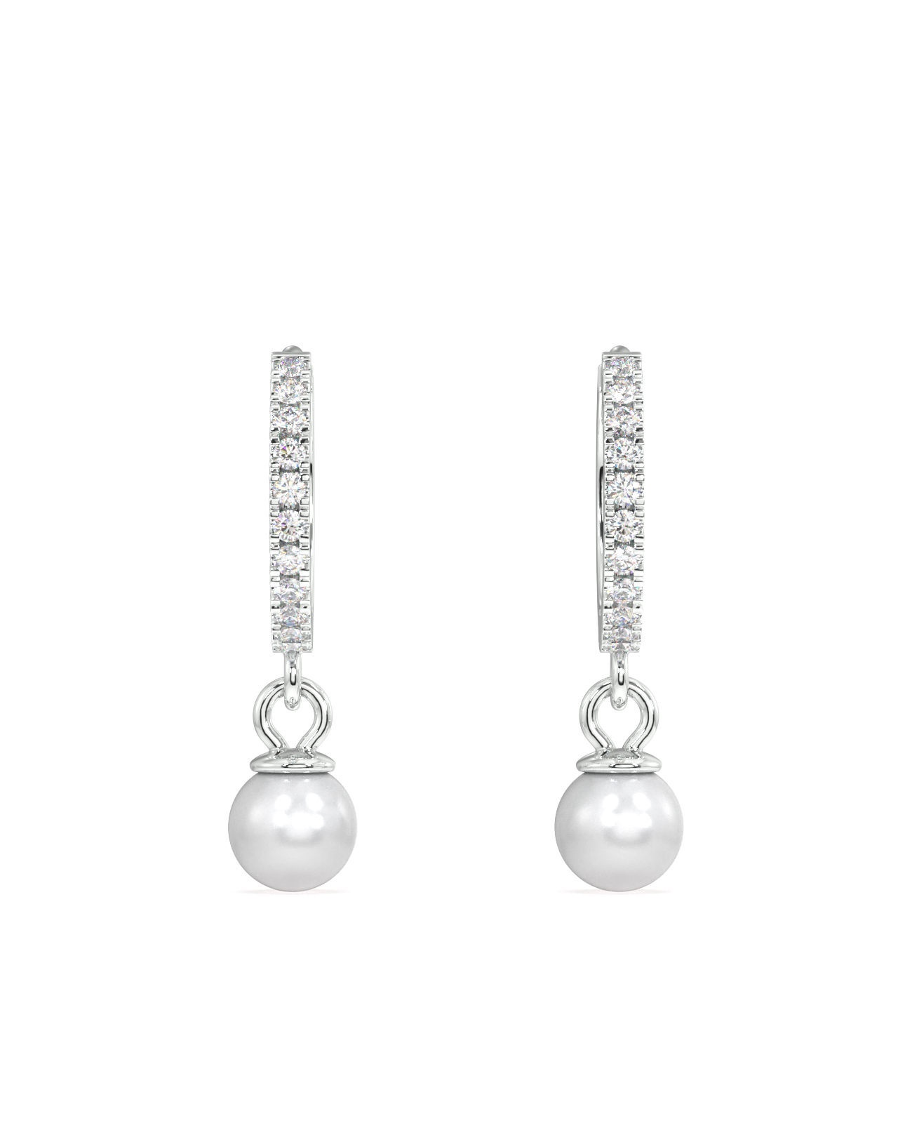 Mini Pearl Drop Hoop Earrings