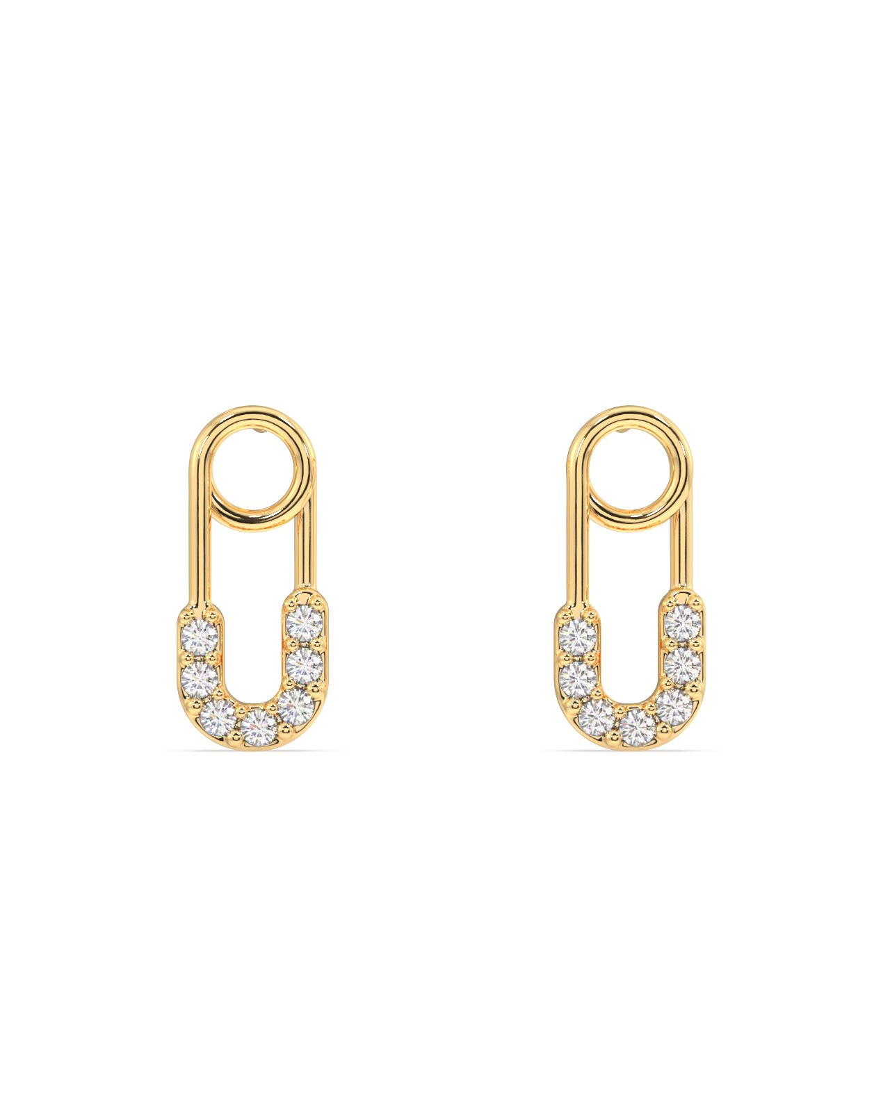 Zirconia Safety Pin Studs Earrings