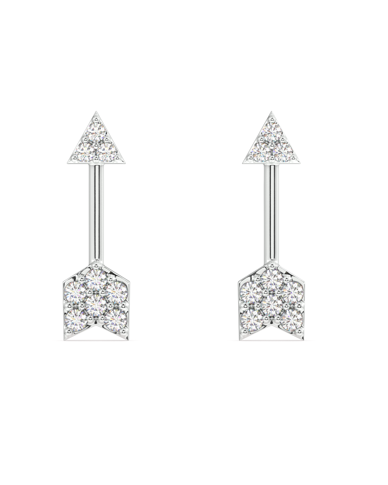 Cubic Zirconia Paved Arrow Stud Earrings