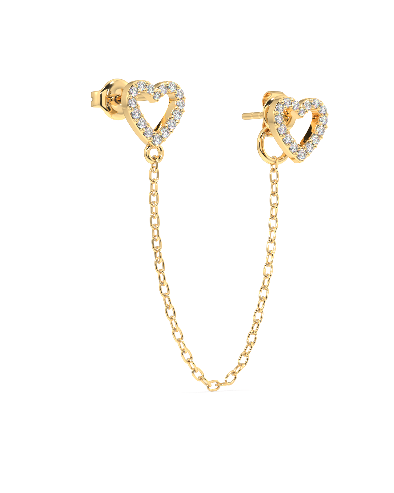Hollow Heart Connector 3 In 1 Chain Earrings