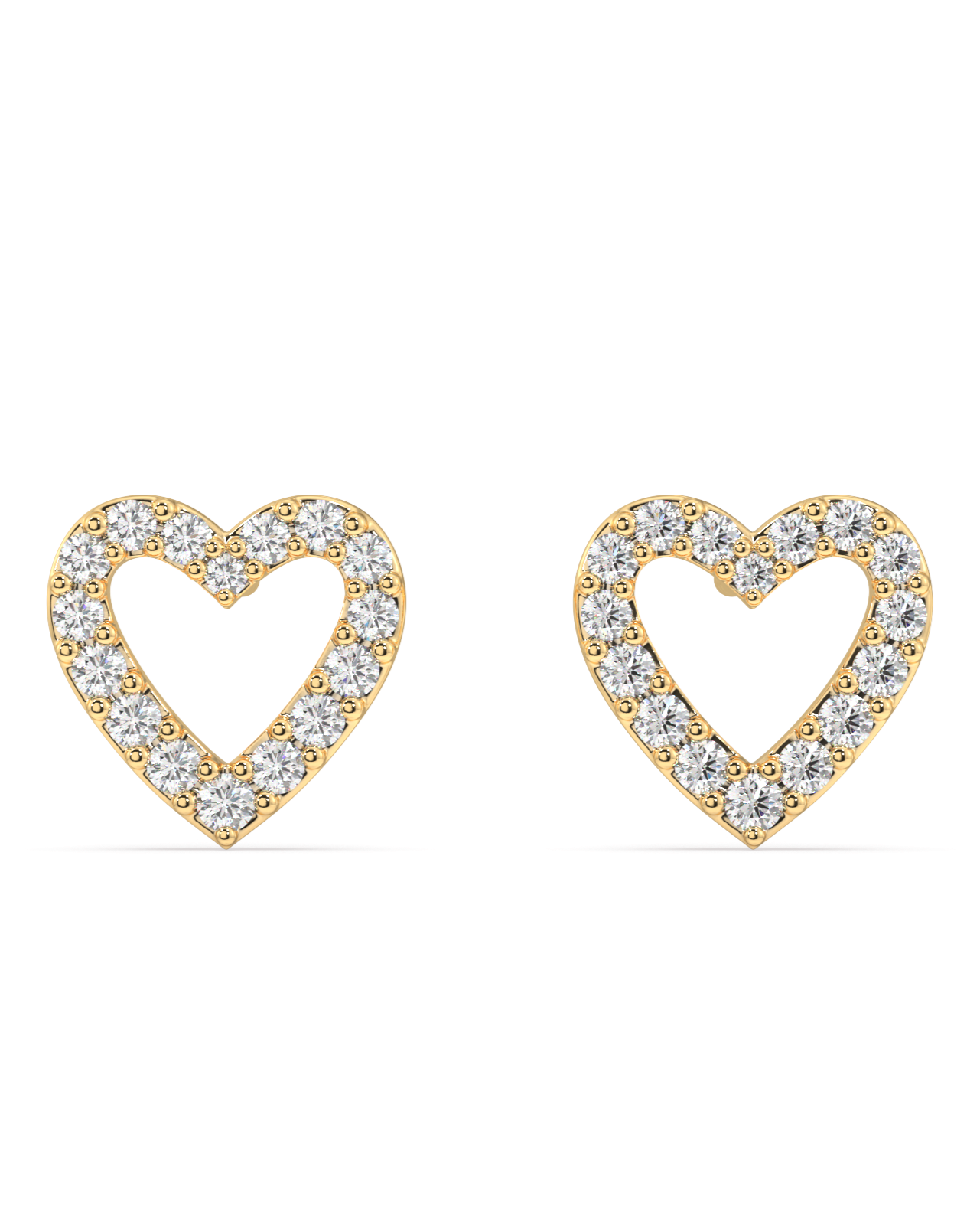 Hollow Heart With Zircon Lining Stud Earrings