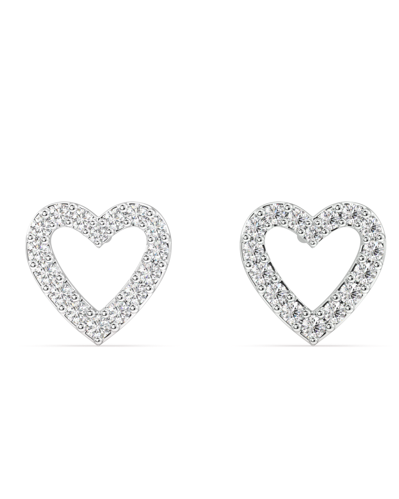 Hollow Heart With Zircon Lining Stud Earrings