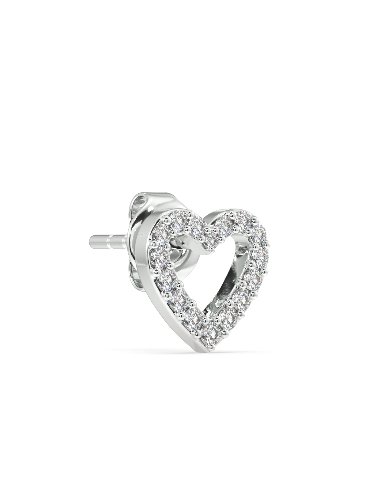 Hollow Heart With Zircon Lining Stud Earrings