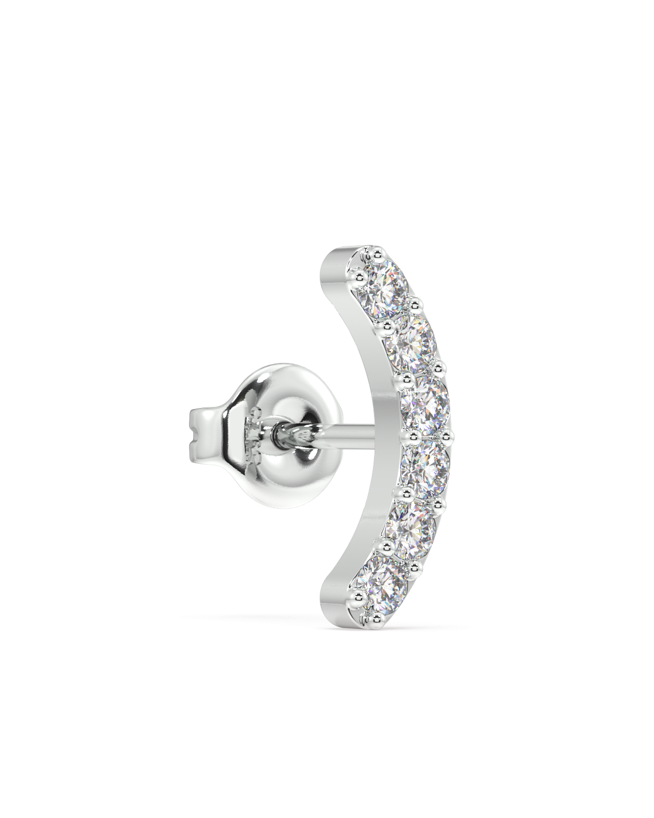 Zirconia Studded Curve Bar Studs Earrings