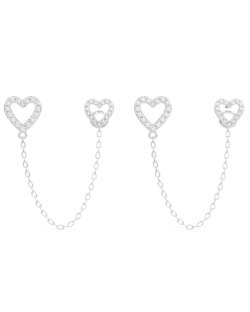 Hollow Heart Connector 3 In 1 Chain Earrings