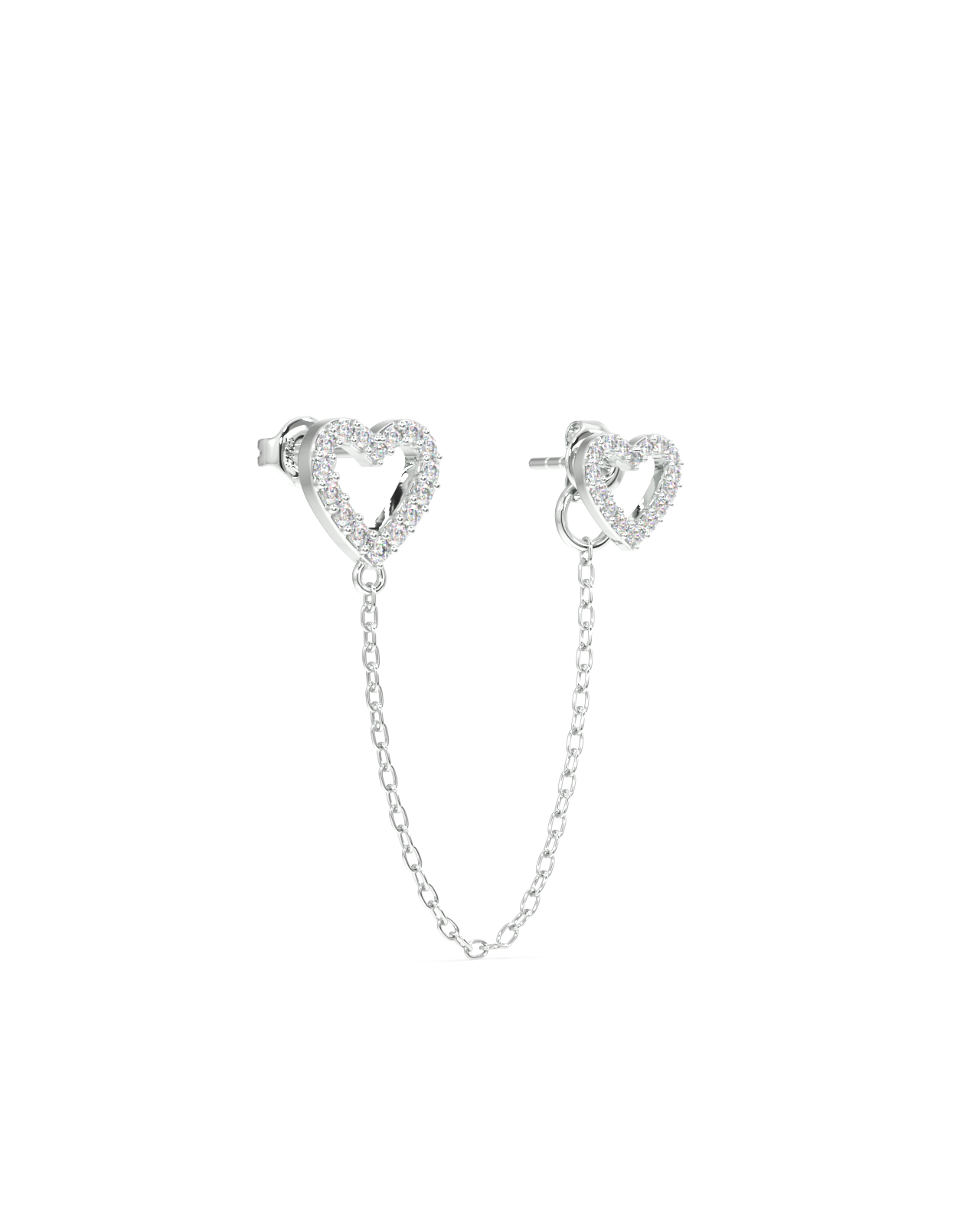 Hollow Heart Connector 3 In 1 Chain Earrings