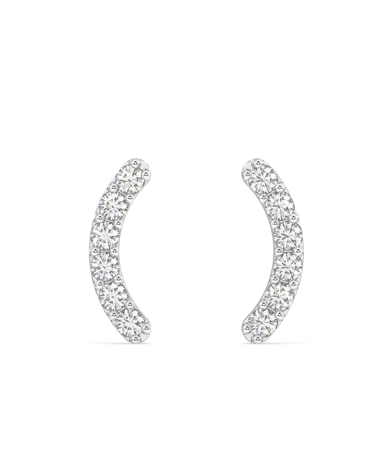 Zirconia Studded Curve Bar Studs Earrings