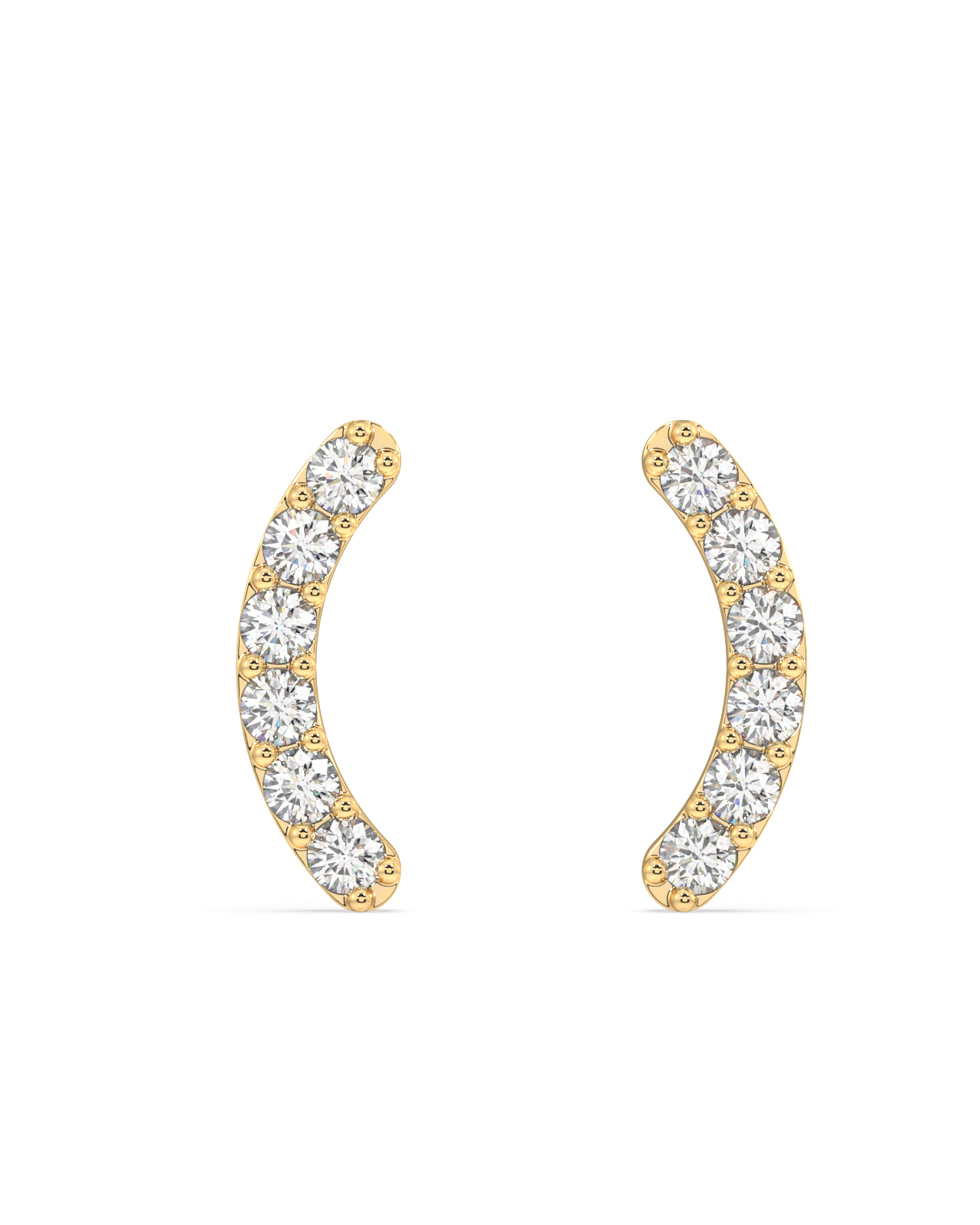Zirconia Studded Curve Bar Studs Earrings