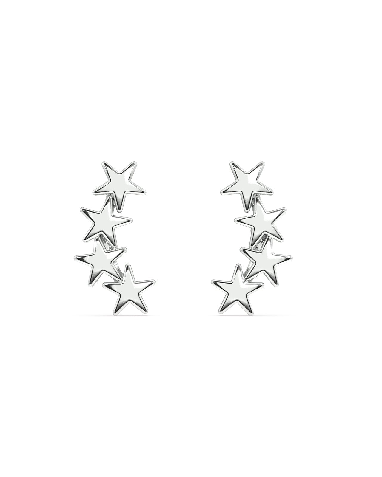 Dainty Four Star Cluster Climber Studs Earrings