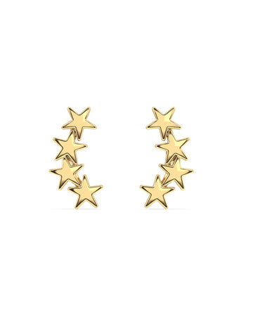 Dainty Four Star Cluster Climber Studs Earrings