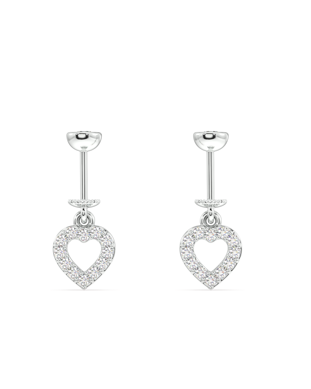 Zirconia Hollow Heart Helix Hanging Earrings