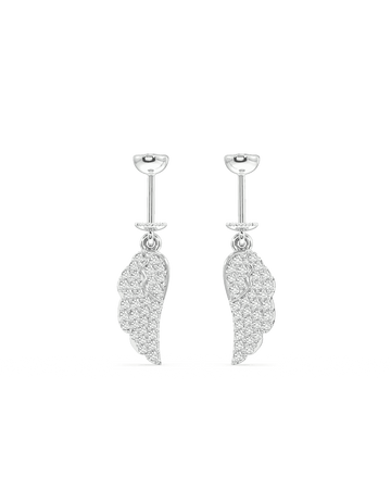 Helix Hanging Fairy Wings earrings in sterling silver with zircon stones, featuring a delicate wing design for a magical piercing style.