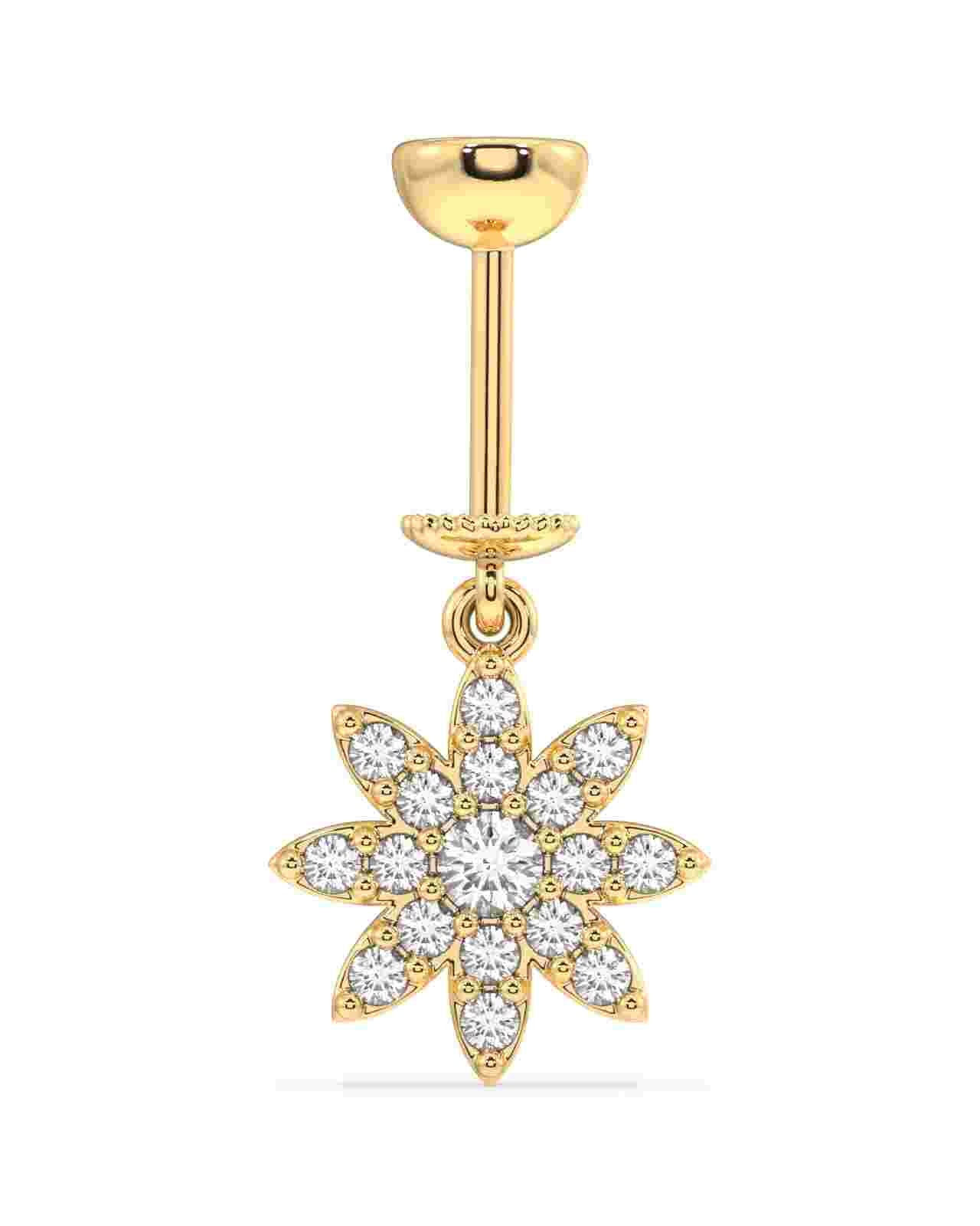 Sunflower Helix Earrings - Zircon Piercing in gold with a sparkling sunflower design, ideal for elegant and stylish ear piercings.