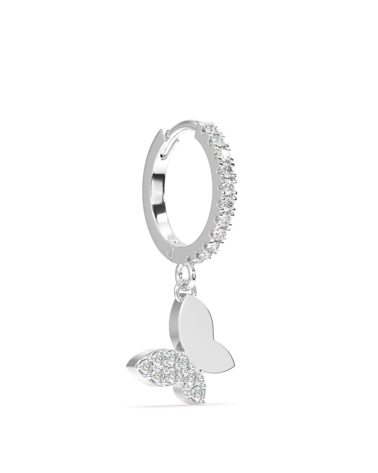 Slant' Butterfly Charm Hoop Earrings