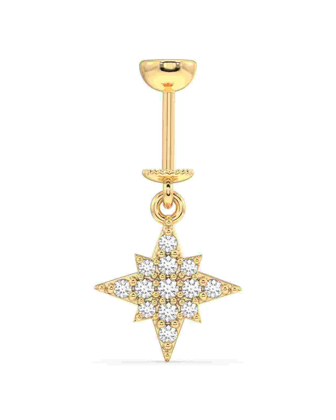 Helix Hanging Earrings featuring a gold-tone zircon star charm with intricate crystal detailing, ideal for trendy helix piercings.