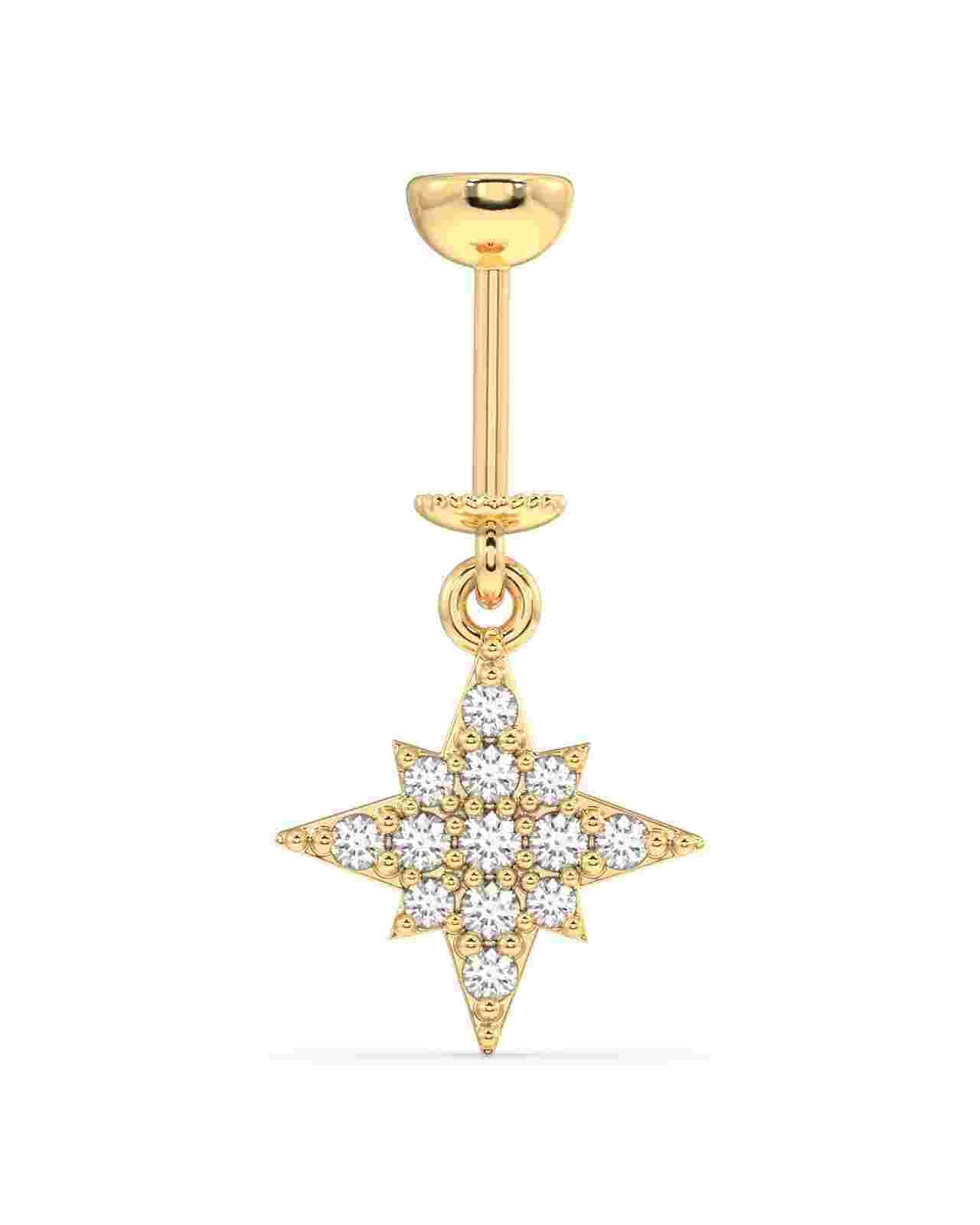 Helix Hanging Earrings featuring a gold-tone zircon star charm with intricate crystal detailing, ideal for trendy helix piercings.