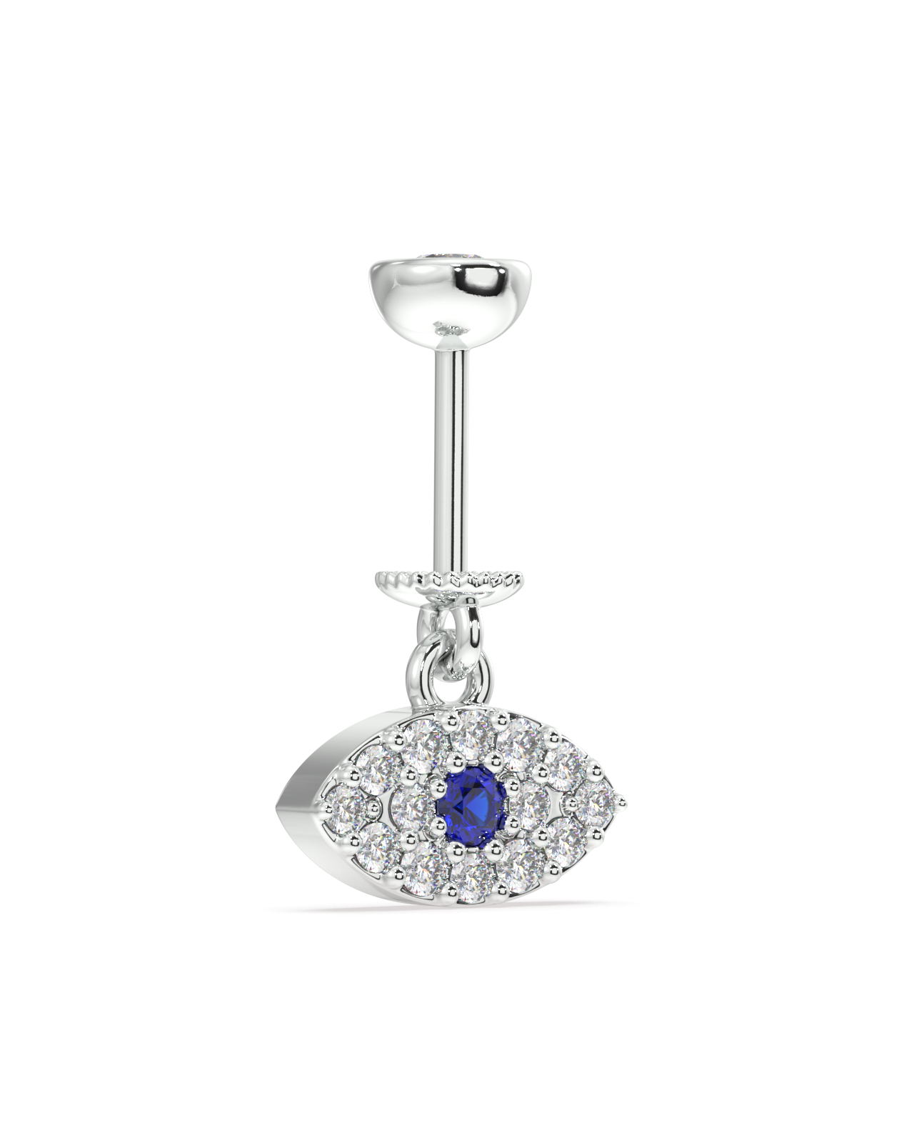 Zirconia Small Evil Eye Earrings - Versatile Style | Hanging Pair close-up showing detailed craftsmanship, blue center stone, and shimmering zirconia accents.