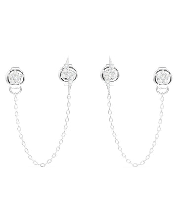 Star And Thunder Connector Stud Chain Earrings