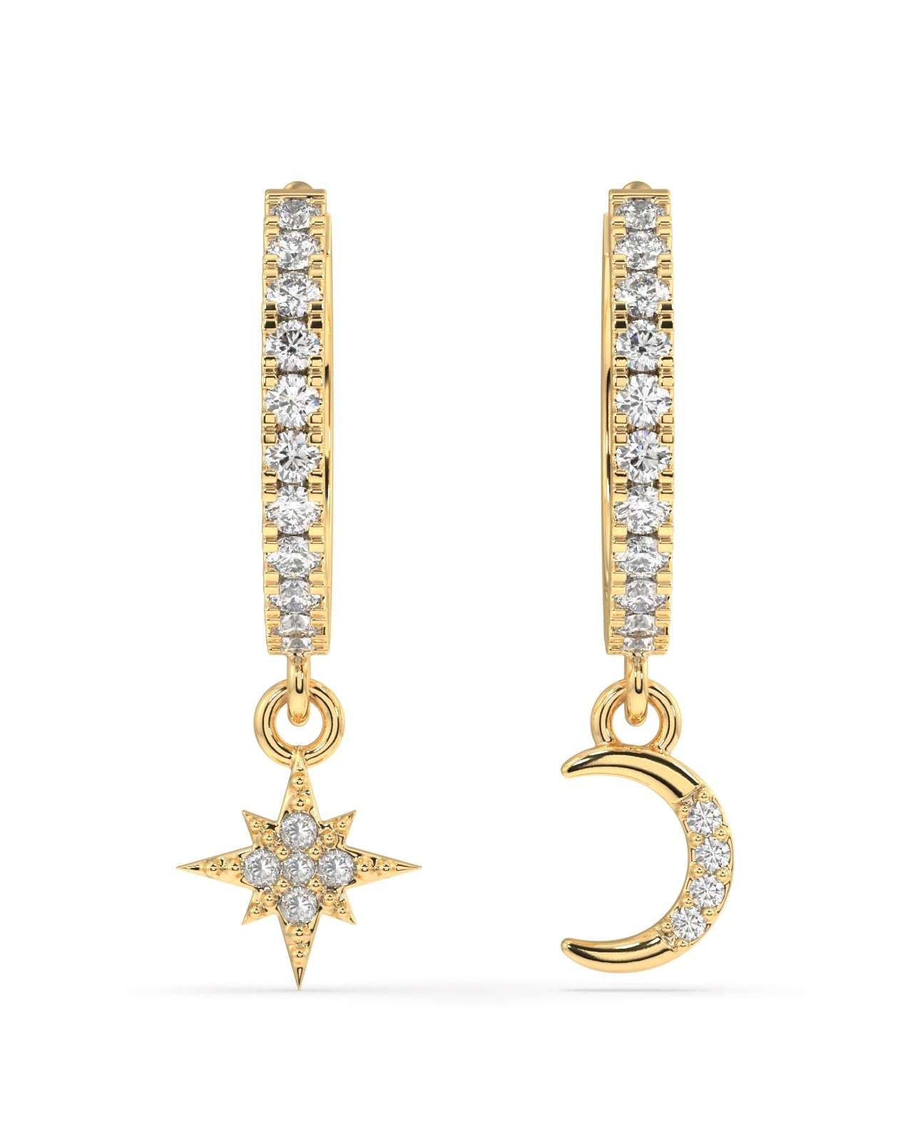 Moon Star Charm Hoop Earrings