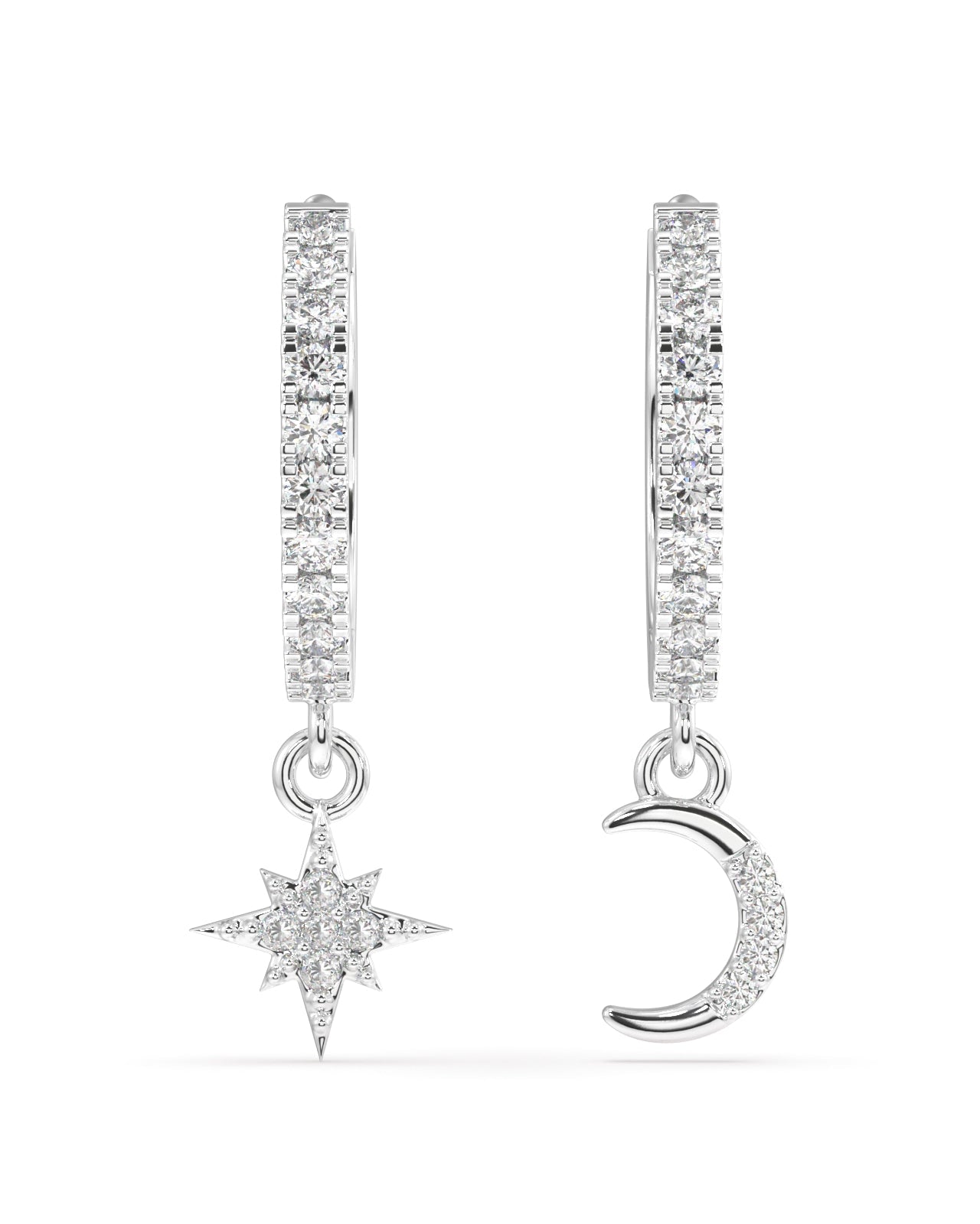 Moon Star Charm Hoop Earrings