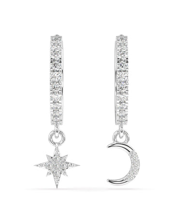 Moon Star Charm Hoop Earrings