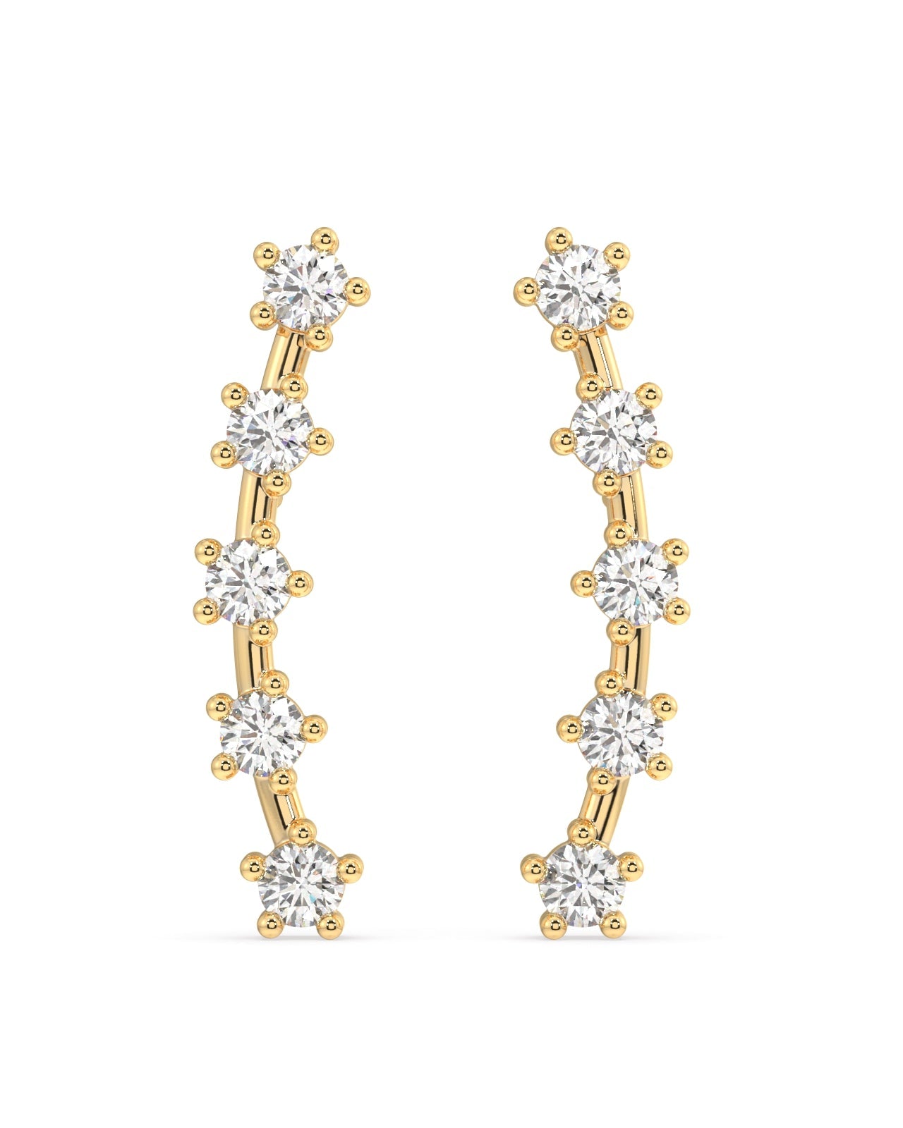 Five Stone Climber Extended Stud Earrings