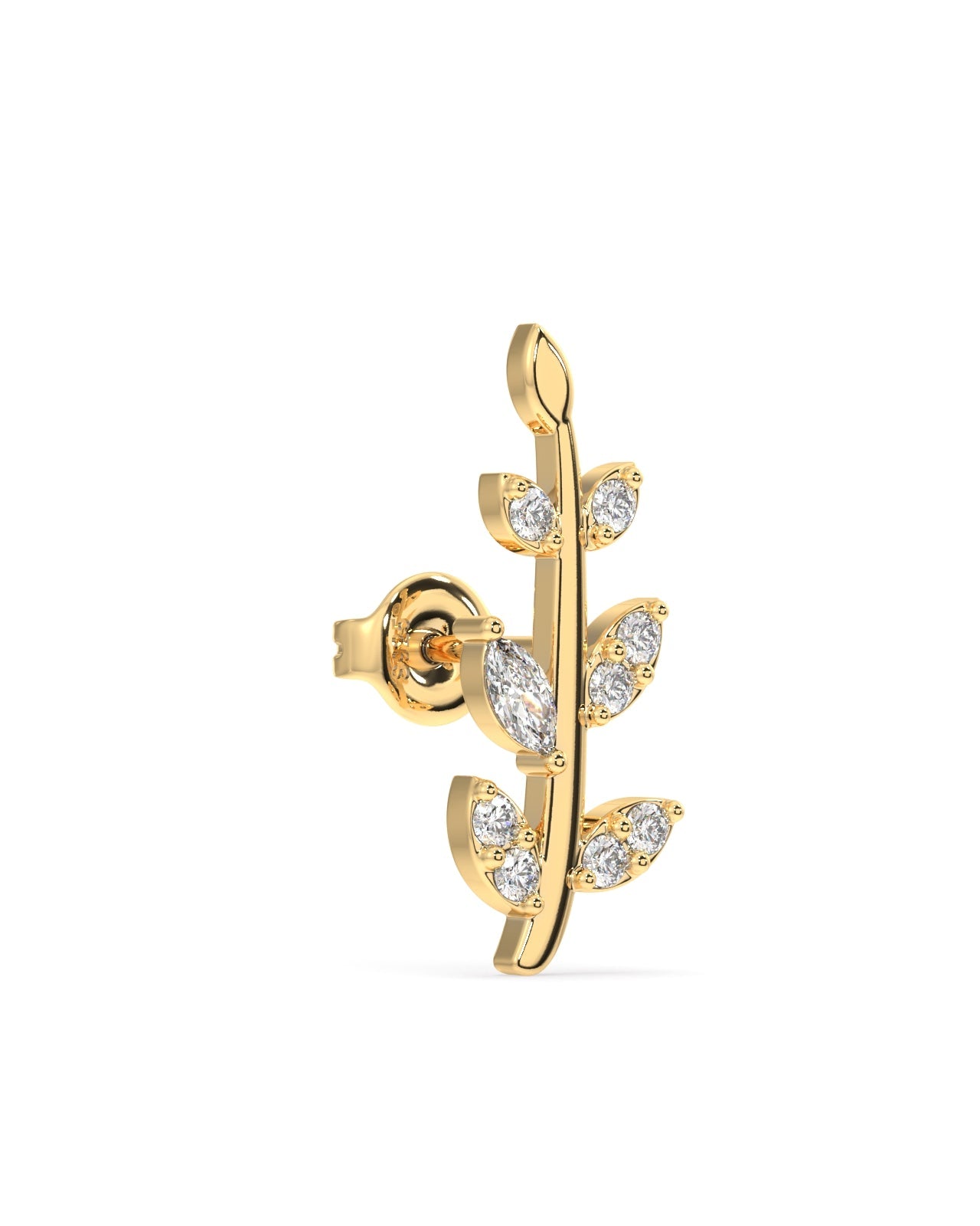 Luxury Zircon Paved Leaf Studs Earrings