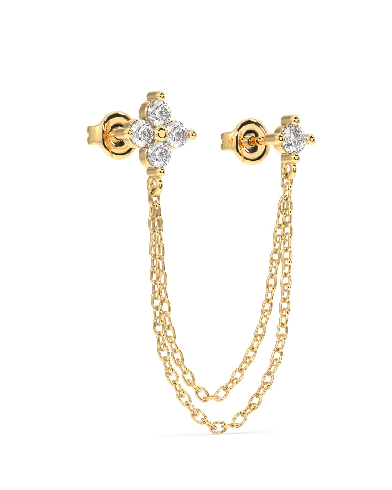 Lotus Petal Connector Chain Earrings