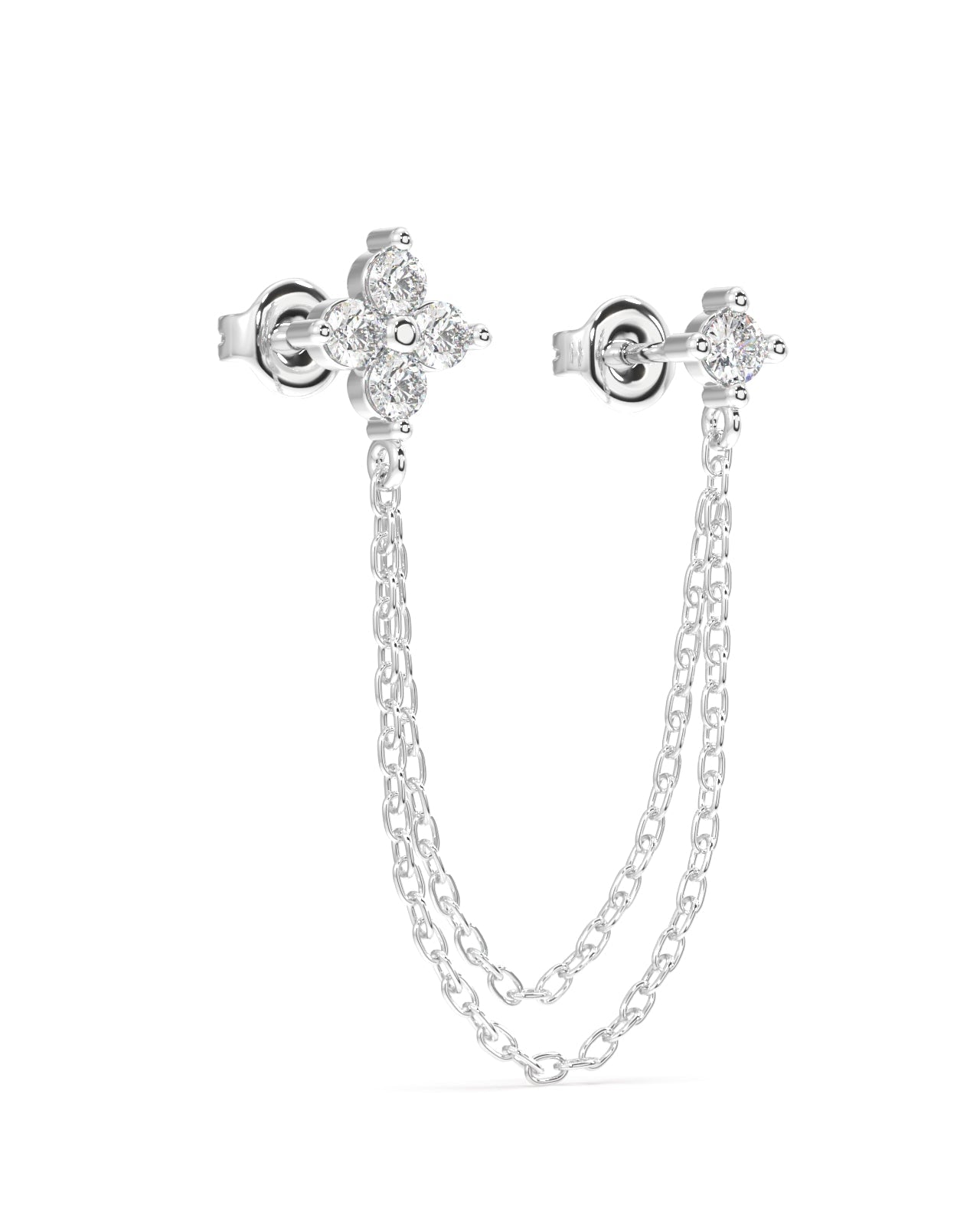 Lotus Petal Connector Chain Earrings