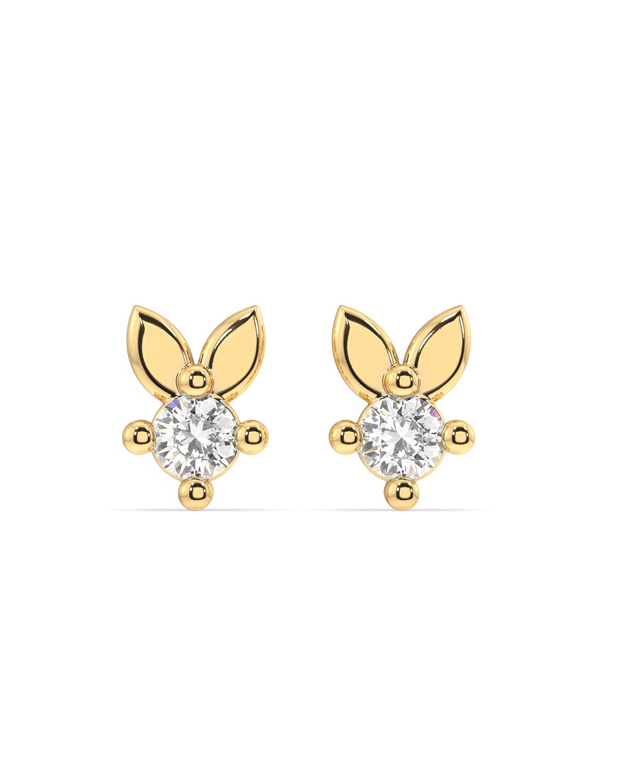 Minimal Bunny Rabbit Zirconia Studs Earrings